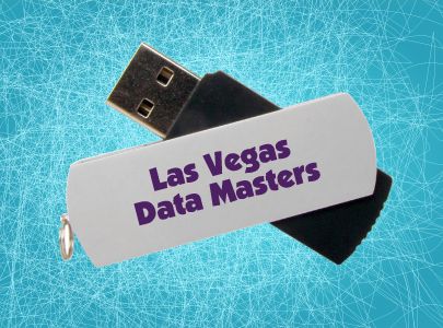 White and Black, Swivel USB Flash Drive, 2gb, 4gb or 8gb with white imprint area decorated with Las Vegas Data Maters logo for Las Vegas, Nevada
